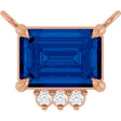 14K Gold Emerald Lab-Grown Blue Sapphire & Lab-Grown Diamond Accented Necklace - Rose Gold