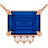 14K Gold Emerald Lab-Grown Blue Sapphire & Lab-Grown Diamond Accented Necklace - Rose Gold