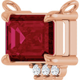 14K Gold Emerald Lab-Grown Ruby & Lab-Grown Diamond Accented Necklace - Rose Gold - view 2