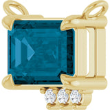 14K Gold Emerald Natural London Blue Topaz & Natural Diamond Accented Necklace – 0.025 CTW - Yellow Gold - view 2