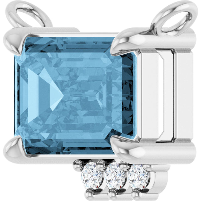 Platinum Emerald Natural Sky Blue Topaz & Natural Diamond Accented Necklace - view 2