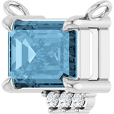 14K Gold Emerald Natural Sky Blue Topaz & Lab-Grown Diamond Accented Necklace - White Gold - view 2