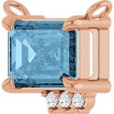 14K Gold Emerald Natural Sky Blue Topaz & Lab-Grown Diamond Accented Necklace - Rose Gold - view 2