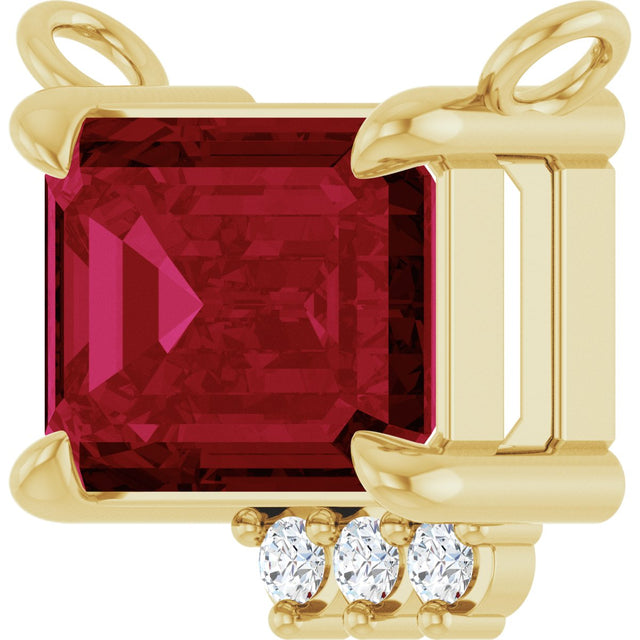 14K Gold Emerald Lab-Grown Ruby & Natural Diamond Accented Necklace - Yellow Gold - view 2