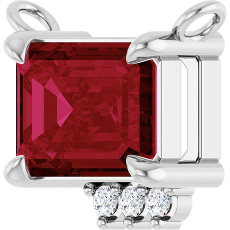 Platinum Emerald Lab-Grown Ruby & Lab-Grown Diamond Accented Necklace - view 2