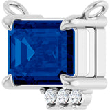 14K Gold Emerald Lab-Grown Blue Sapphire & Lab-Grown Diamond Accented Necklace - White Gold - view 2