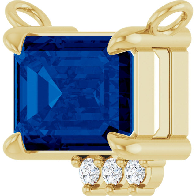 14K Gold Emerald Lab-Grown Blue Sapphire & Lab-Grown Diamond Accented Necklace - Yellow Gold - view 2