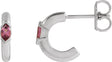 Platinum Marquise Natural Pink Tourmaline Hoop Earrings