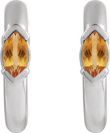 14K Gold Marquise Natural Citrine Hoop Earrings - White Gold - view 2