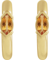 14K Gold Marquise Natural Citrine Hoop Earrings - Rose Gold - view 2