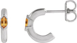 Platinum Marquise Natural Citrine Hoop Earrings