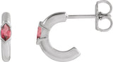 Platinum Marquise Natural Rhodolite Garnet Hoop Earrings