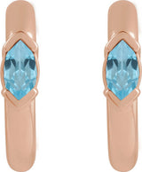 14K Gold Marquise Natural Sky Blue Topaz Hoop Earrings - Rose Gold - view 2