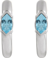 14K Gold Marquise Natural Sky Blue Topaz Hoop Earrings - White Gold - view 2