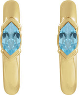 14K Gold Marquise Natural Sky Blue Topaz Hoop Earrings - Yellow Gold - view 2