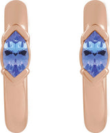 14K Gold Marquise Natural Tanzanite Hoop Earrings - Rose Gold - view 2
