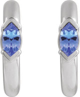 14K Gold Marquise Natural Tanzanite Hoop Earrings - White Gold - view 2