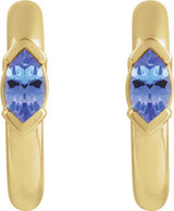 14K Gold Marquise Natural Tanzanite Hoop Earrings - Yellow Gold - view 2
