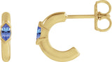 14K Gold Marquise Natural Tanzanite Hoop Earrings - Yellow Gold