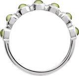 14K Gold Round Natural Peridot Cabochon Ring – 3mm Stones - White Gold - view 2