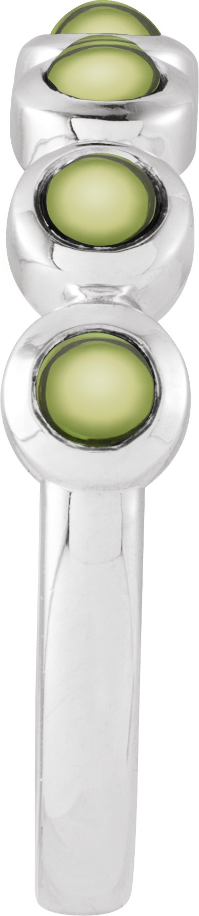14K Gold Round Natural Peridot Cabochon Ring – 3mm Stones - White Gold - view 3