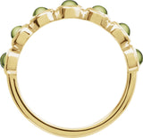 14K Gold Round Natural Peridot Cabochon Ring – 3mm Stones - Yellow Gold - view 2