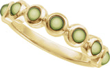 14K Gold Round Natural Peridot Cabochon Ring – 3mm Stones - Yellow Gold - view 4