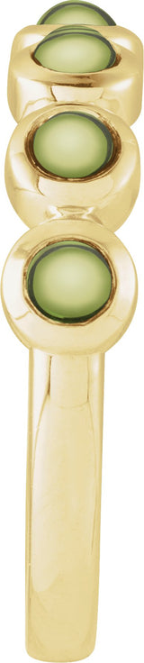 14K Gold Round Natural Peridot Cabochon Ring – 3mm Stones - Yellow Gold - view 3