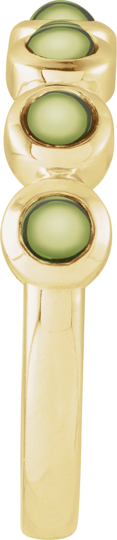 14K Gold Round Natural Peridot Cabochon Ring – 3mm Stones - Yellow Gold - view 3