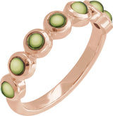 14K Gold Round Natural Peridot Cabochon Ring – 3mm Stones - Rose Gold