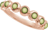 14K Gold Round Natural Peridot Cabochon Ring – 3mm Stones - Rose Gold - view 4