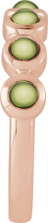 14K Gold Round Natural Peridot Cabochon Ring – 3mm Stones - Rose Gold - view 3