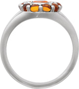 Platinum Oval Natural Mexican Fire Opal & Natural Citrine Halo-Style Ring - view 2