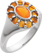 Platinum Oval Natural Mexican Fire Opal & Natural Citrine Halo-Style Ring