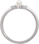14K Gold Cultured White Seed Pearl Floral Pearl Ring - White Gold - view 2