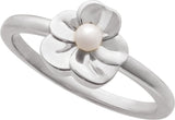 14K Gold Cultured White Seed Pearl Floral Pearl Ring - White Gold - view 4