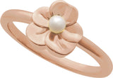 14K Gold Cultured White Seed Pearl Floral Pearl Ring - Rose Gold - view 4