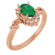 14K Gold Oval Lab-Grown Emerald & Natural Diamond Accented Ring – 7x5mm - Rose Gold