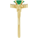 14K Gold Oval Lab-Grown Emerald & Natural Diamond Accented Ring – 7x5mm - Yellow Gold - view 4