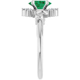 14K Gold Oval Lab-Grown Emerald & Natural Diamond Accented Ring – 7x5mm - White Gold - view 4