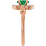 14K Gold Oval Lab-Grown Emerald & Natural Diamond Accented Ring – 7x5mm - Rose Gold - view 4