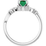 Platinum Oval Lab-Grown Emerald & Natural Diamond Accented Ring – 7x5mm - view 2