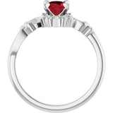Platinum Oval Lab-Grown Ruby & Natural Diamond Accented Ring – 7mm Stones - view 2
