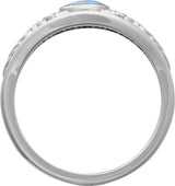 Platinum Oval Natural Moonstone Floral Cabochon Ring - view 2
