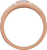 14K Gold Oval Natural Moonstone Floral Cabochon Ring - Rose Gold - view 2