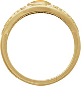 14K Gold Oval Natural Citrine Floral Cabochon Ring - Yellow Gold - view 2
