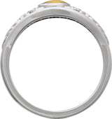 14K Gold Oval Natural Citrine Floral Cabochon Ring - White Gold - view 2