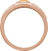 14K Gold Oval Natural Citrine Floral Cabochon Ring - Rose Gold - view 2