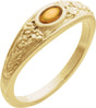 14K Gold Oval Natural Citrine Floral Cabochon Ring - Yellow Gold