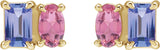 Platinum Emerald Natural Amethyst & Natural Pink Tourmaline Two-Stone Stud Earrings - view 4